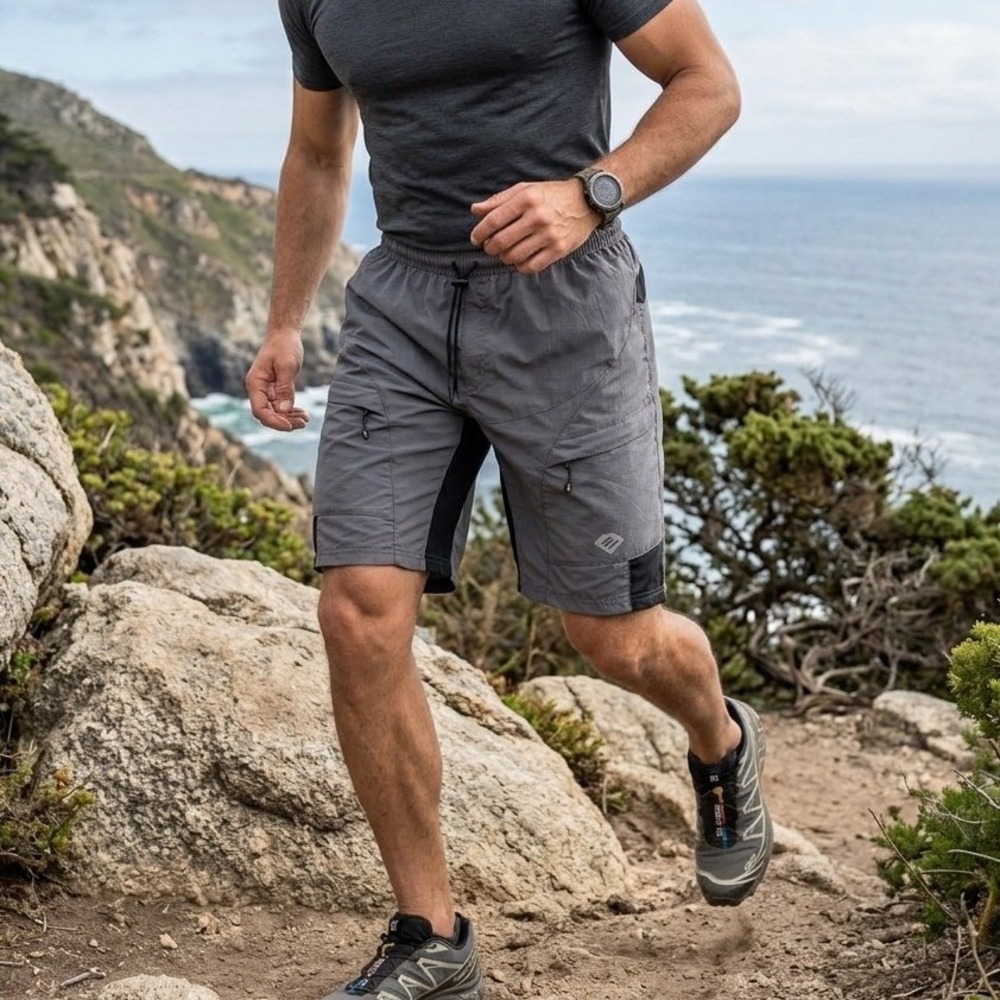 SANTIC Shorts Men's Size S Mountain Bike Grey Loose Fit Active Quick Dry Ripstop